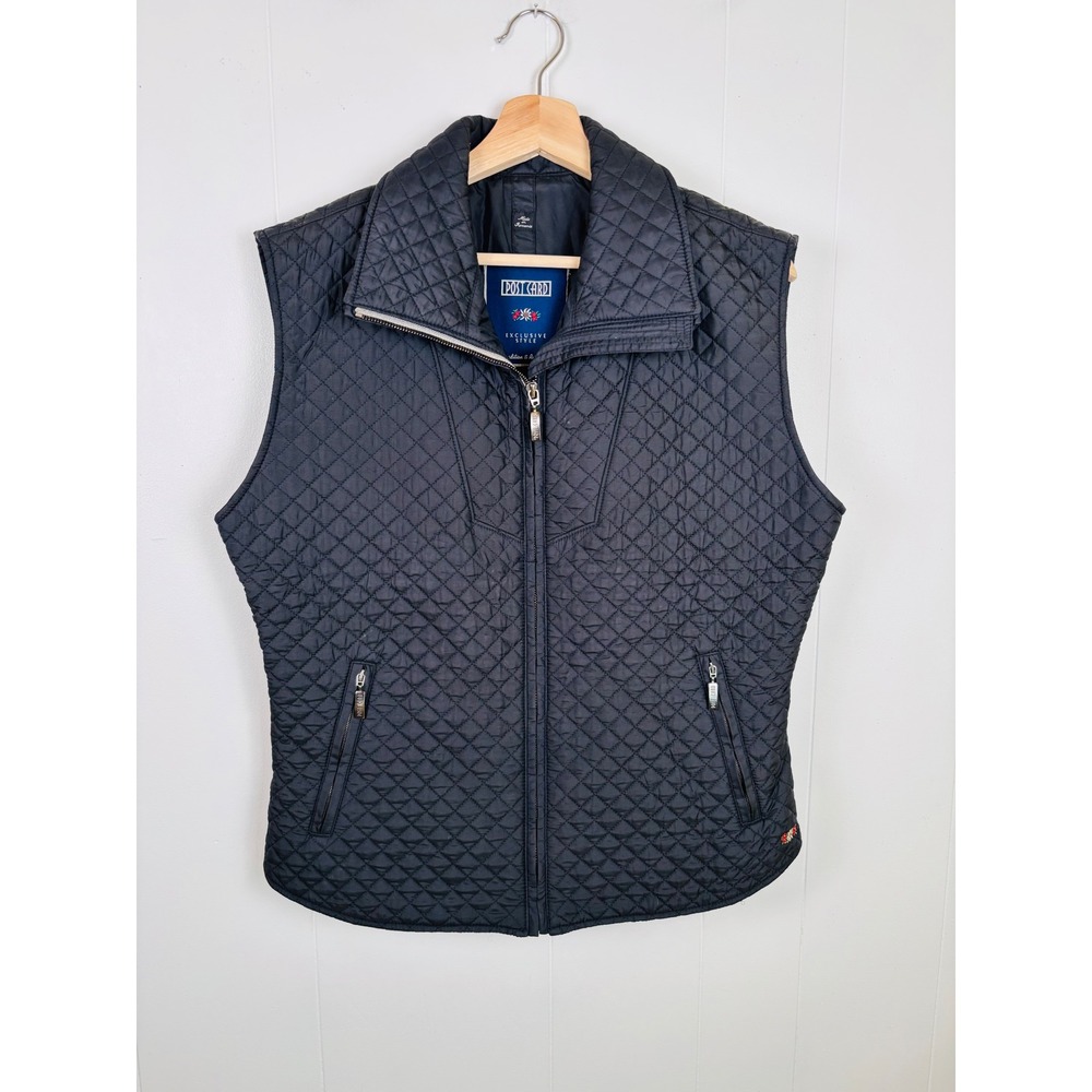 Post Card Quilted Vest Full Zip Padded Sleeveless Jacket Black Size 8
